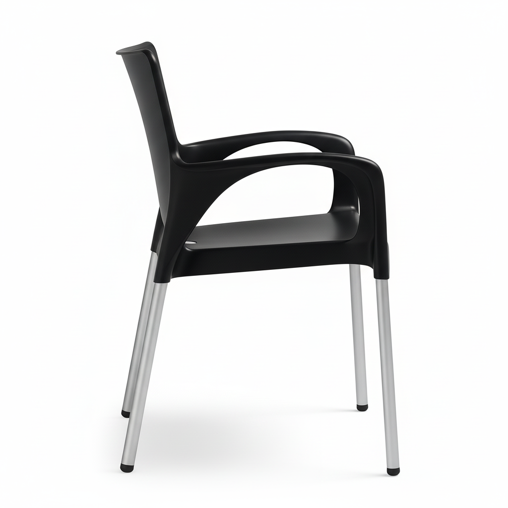 Ana Modern Outdoor Arm Chair, Black (Set of 2)