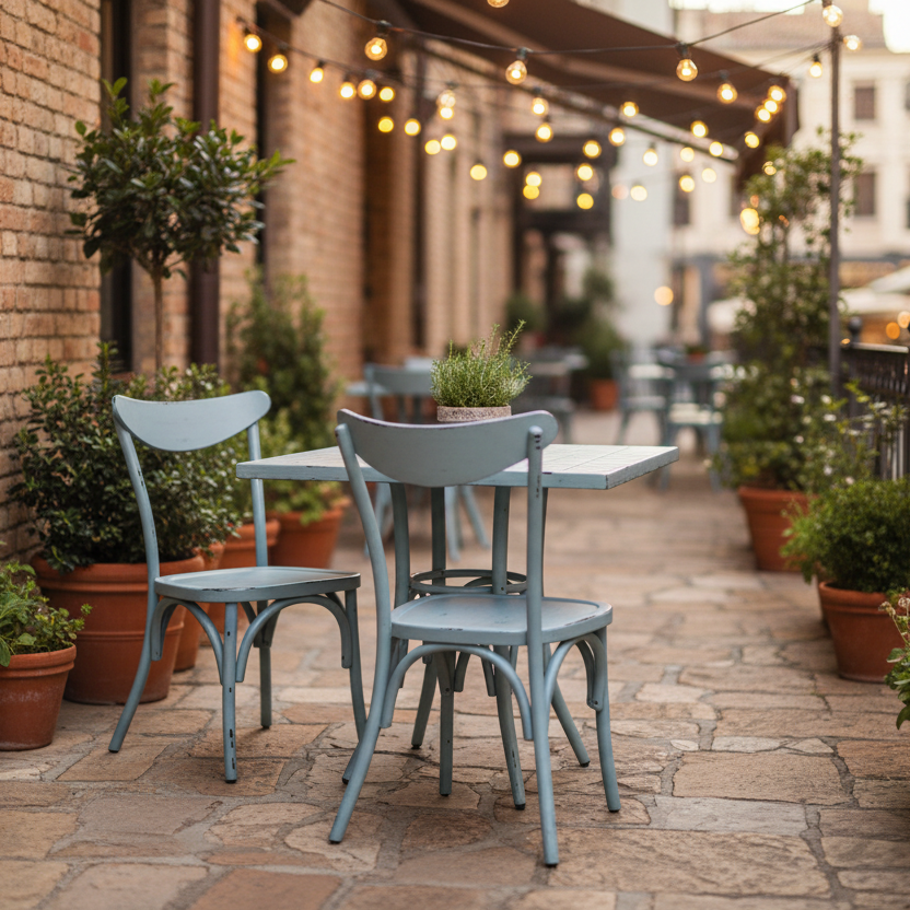 Yasmine Rustic Dining Chair - Metal, Robin's Egg (Set of 2)