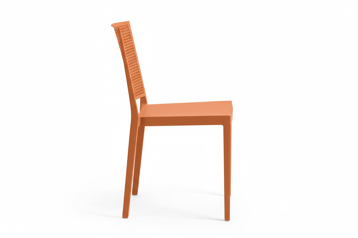 Grid Modern Outdoor Side Chair, Brick (Set of 4)