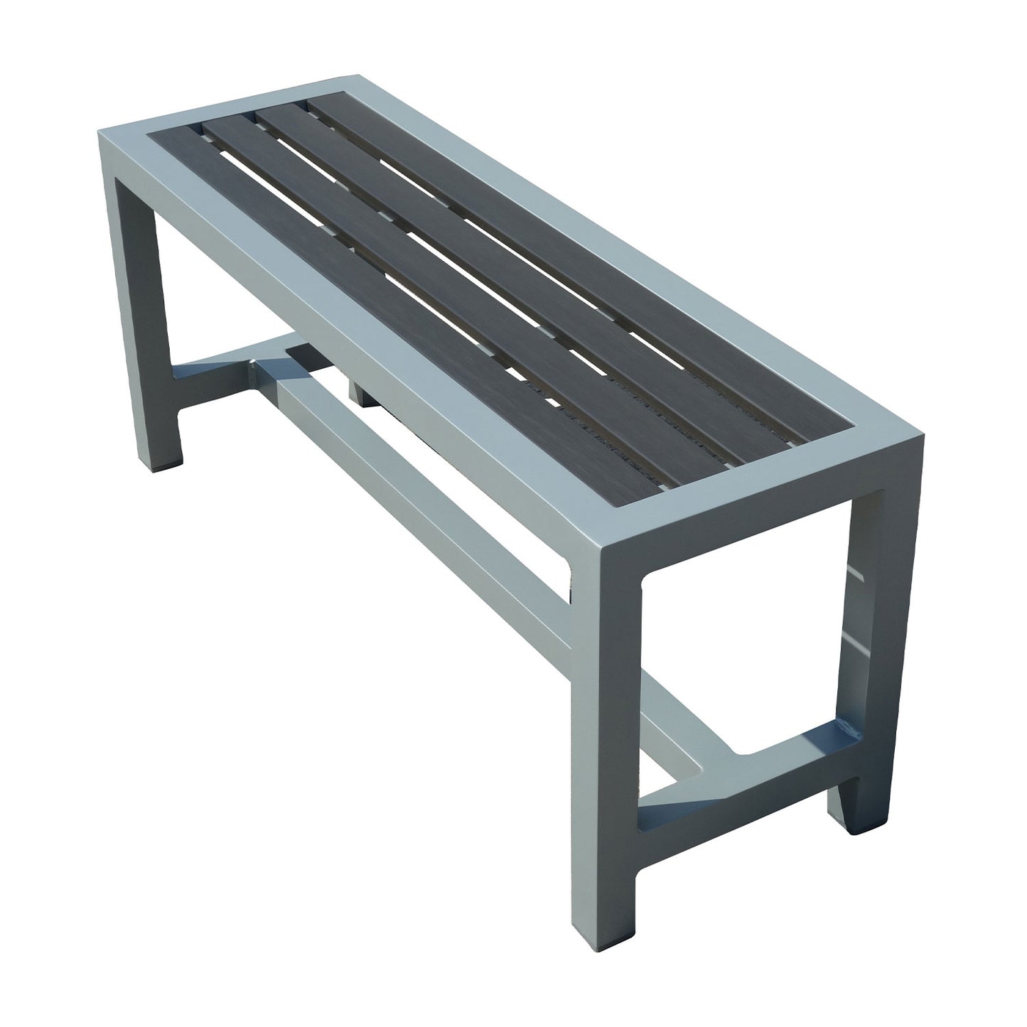 Miami Patio Dining Set – 32" x 48" Table + 2 Benches, Silver/Grey