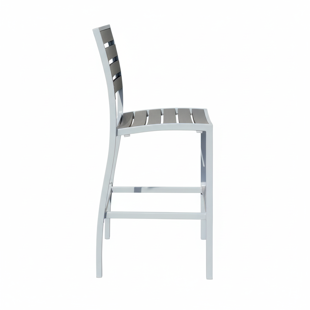 Miami Modern Outdoor Bar Chair - Aluminum, Silver (Set of 4)