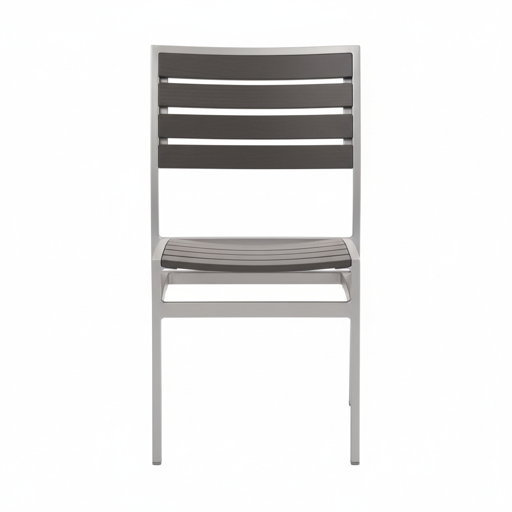 Miami Patio Dining Set – 32" x 48" Patio Table + 4 Side Chairs, Silver/Gray