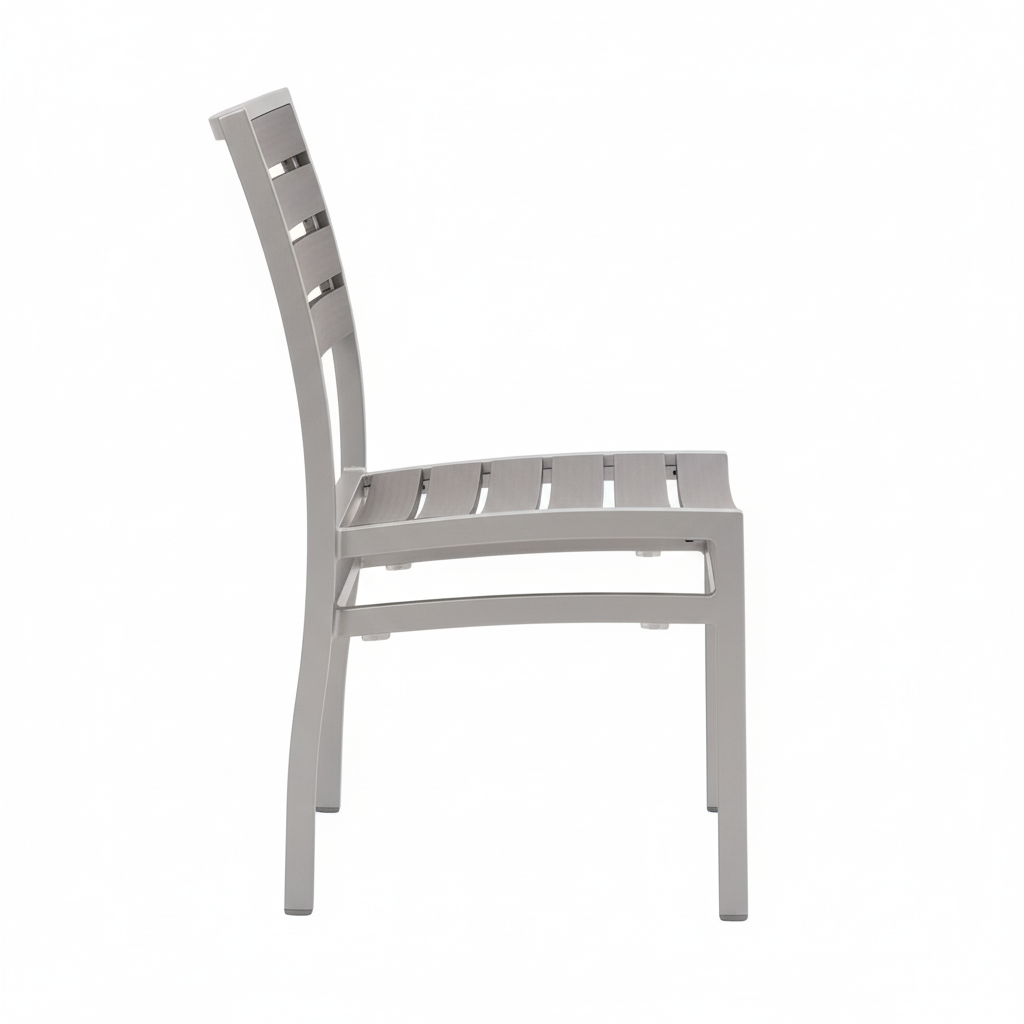 Miami Modern Outdoor Side Chair - Stackable Aluminum, Silver/Grey (Set of 4)