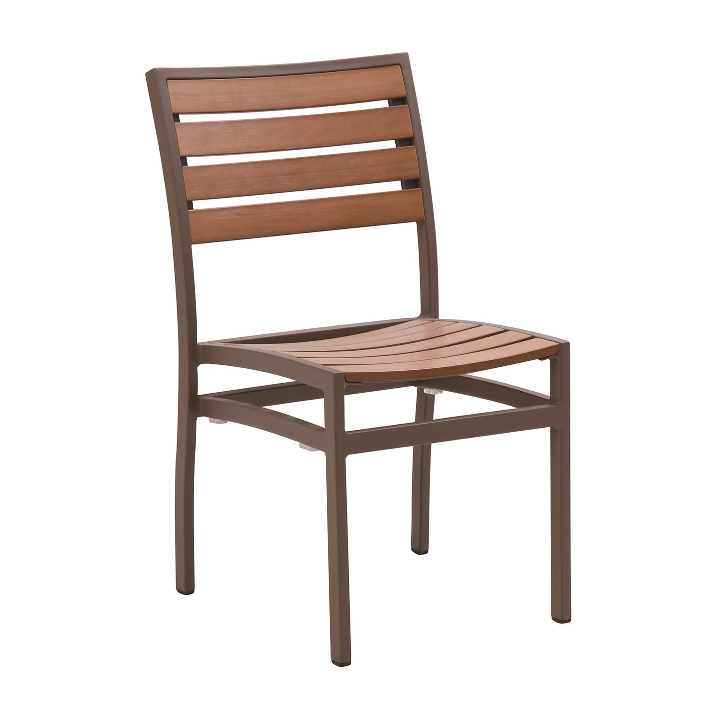Miami Patio Dining Set – 32" x 48" Patio Table + 4 Side Chairs, Mocha/Faux Teak