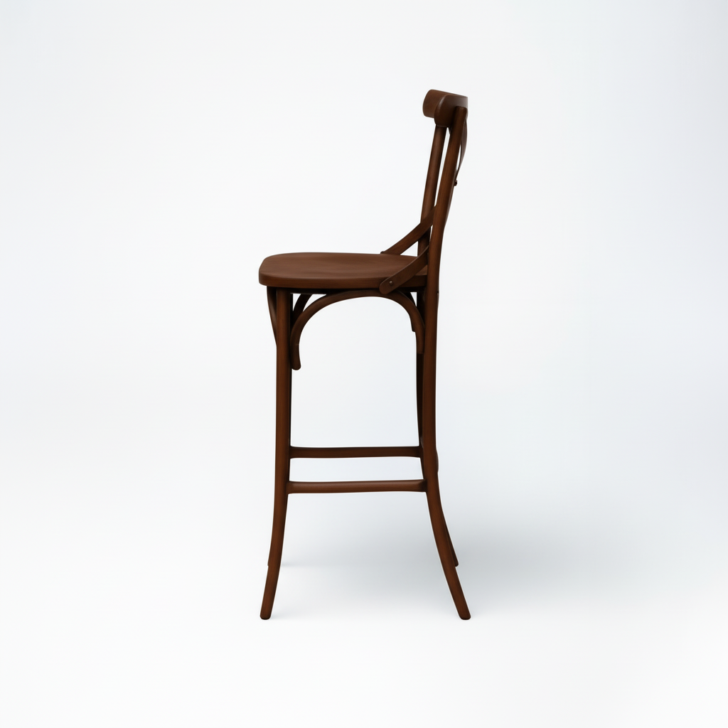 Simone Cross-Back Bar Chair - Metal, Burnt Almond