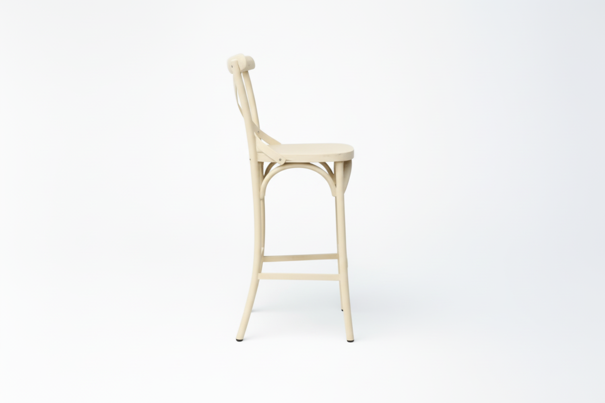 Simone Corss-Back Bar Chair - Metal, Vanilla