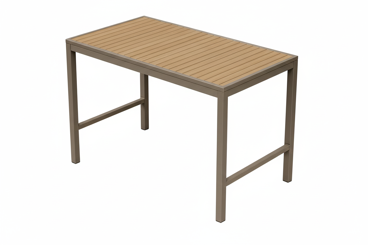 Miami High Top Patio Table - 32" x 48", Mocha/Faux Teak