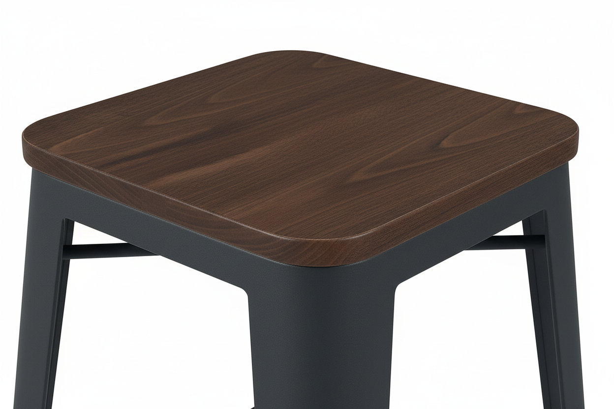 Trenton Metal Bar Stool - Wood Seat, Navy (Set of 4)