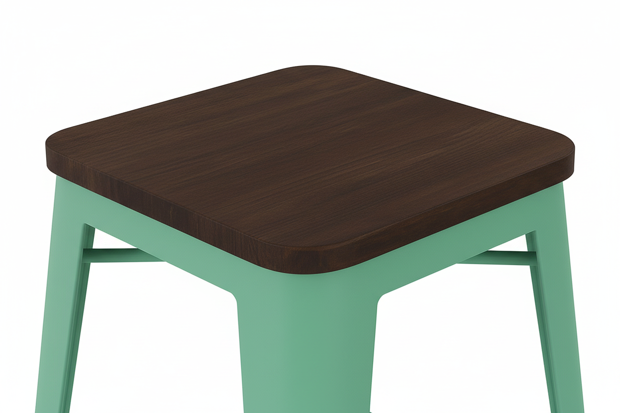 Trenton Metal Bar Stool - Wood Seat, Teal (Set of 4)