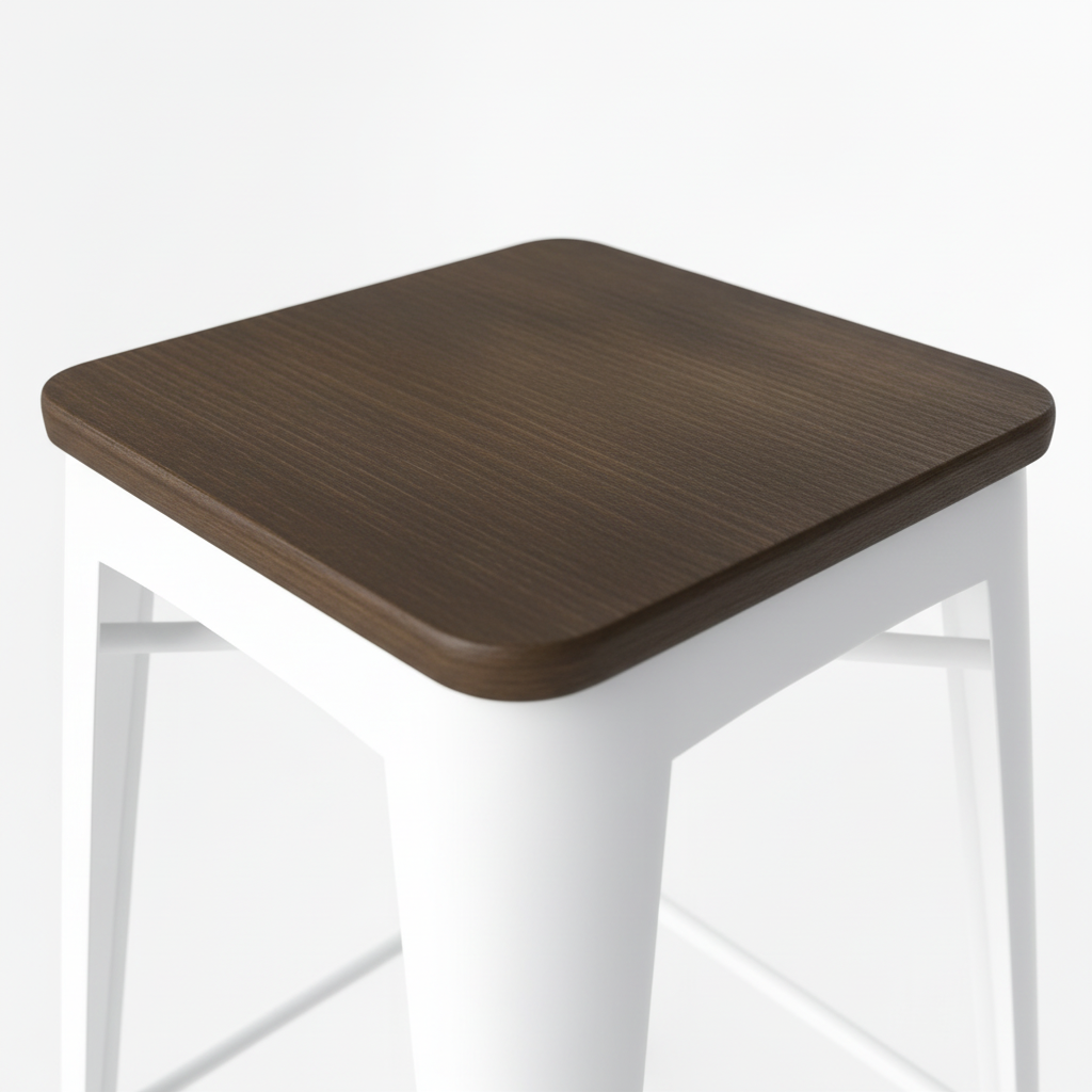 Trenton Metal Bar Stool - Wood Seat, White (Set of 4)