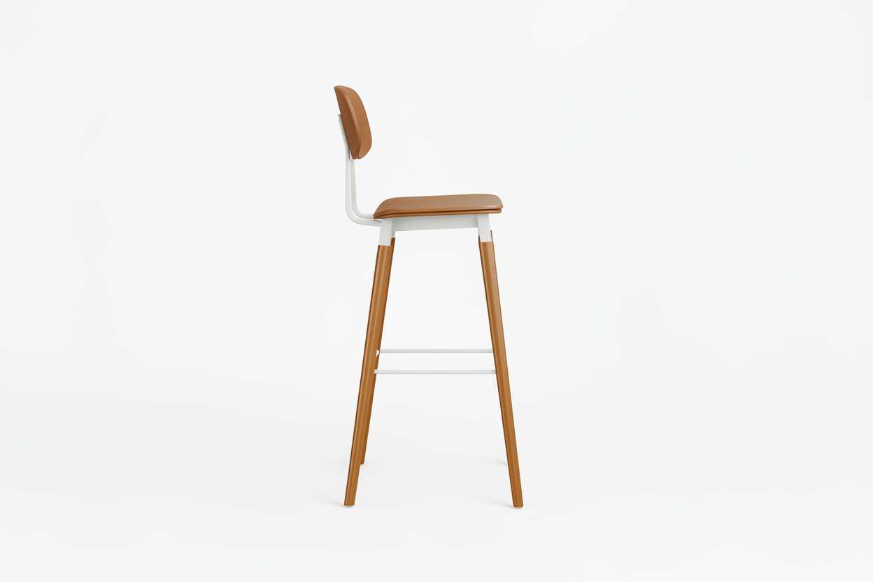 Wagner Modern Wood Bar Chair - Steel Frame, White (Set of 4)