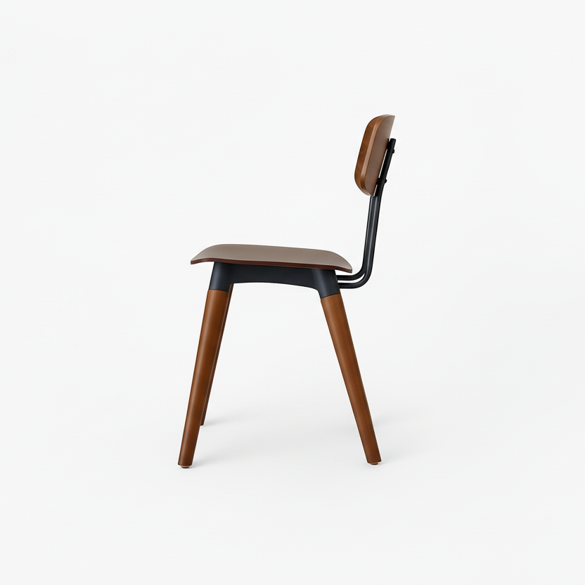 Wagner Wood Dining Chair - Steel Frame, Black (Set of 4)