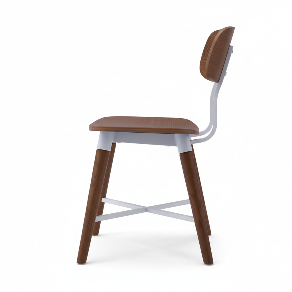 Wagner Wood Dining Chair - Steel Frame, White (Set of 4)