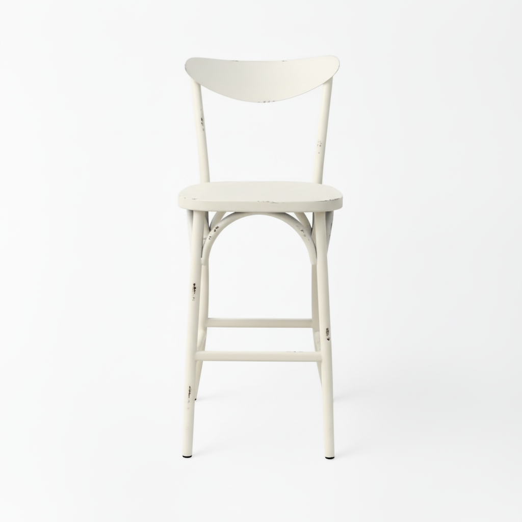 Yasmine Rustic Bar Chair - Metal, Vanilla