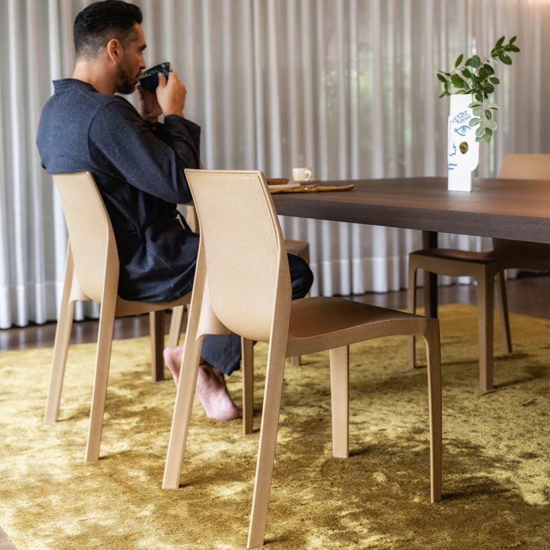 Emma Modern Outdoor Café Chair - Stackable, Sand (Set of 4)