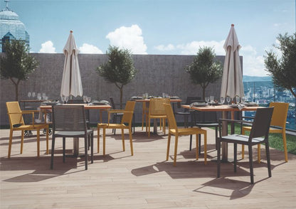 Grid Modern Outdoor Side Chair, Graphite/Gray (Set of 4)