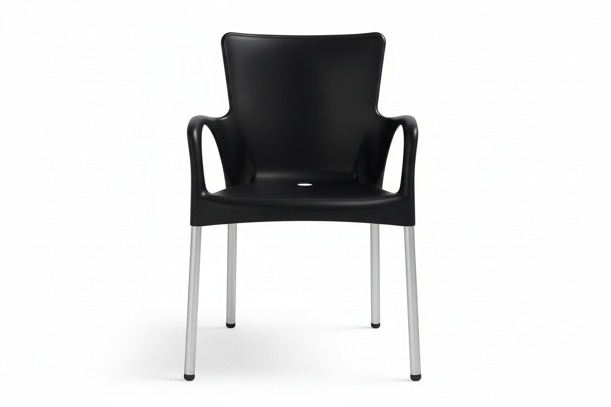 Ana Modern Outdoor Arm Chair, Black (Set of 2)