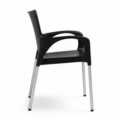 Ana Modern Outdoor Arm Chair, Black (Set of 2)