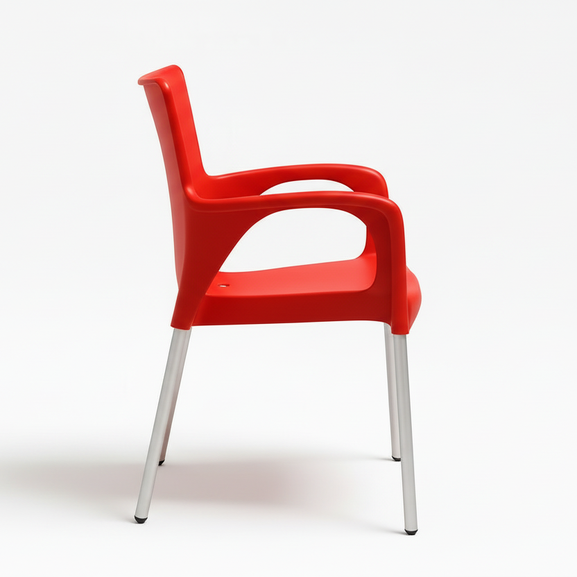 Ana Modern Outdoor Arm Chair, Red (Set of 2)