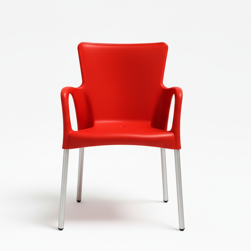 Ana Modern Outdoor Arm Chair, Red (Set of 2)