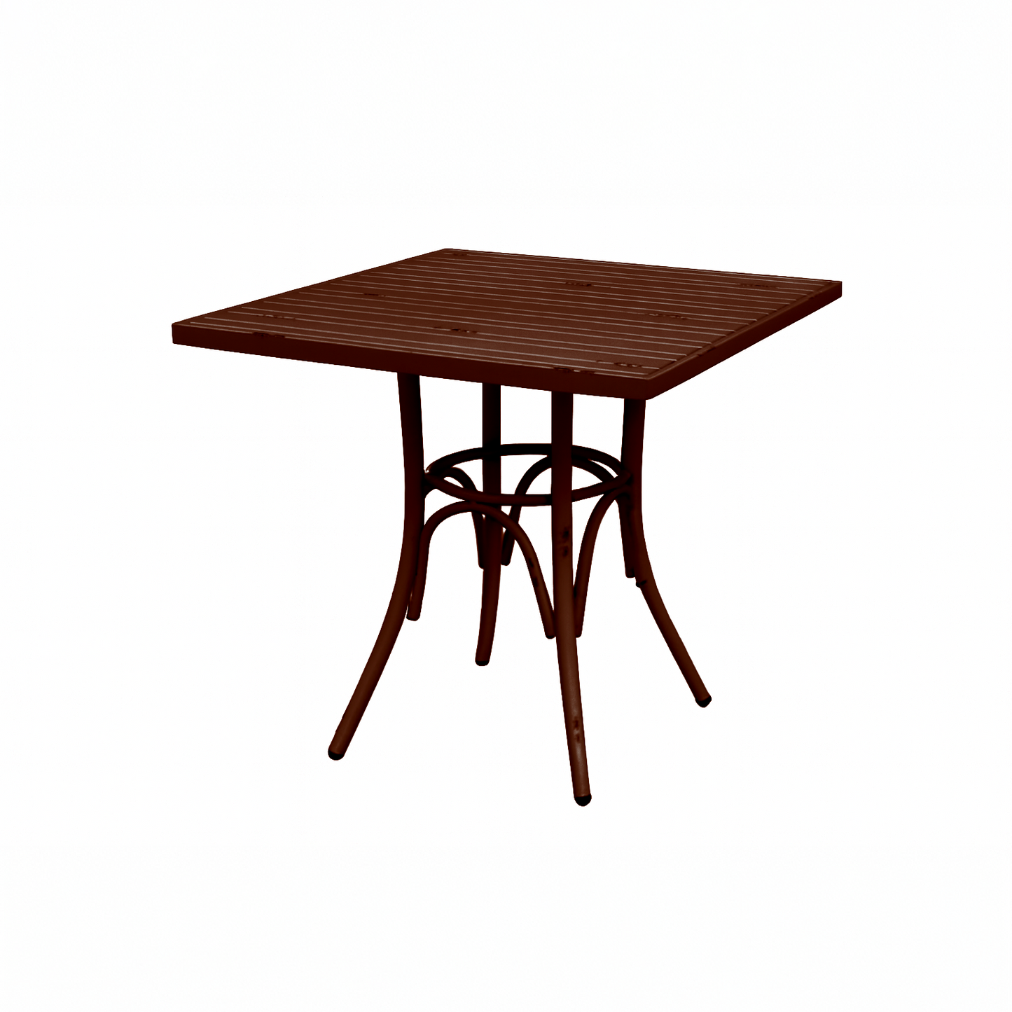 Avigal Vintage Bistro Table - Square Metal, Burnt Almond