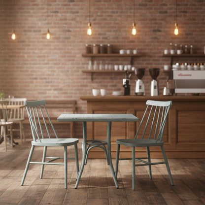 Avigal Rustic Bistro Set – Square Bistro Table + 2 Side Chairs, Robin’s Egg