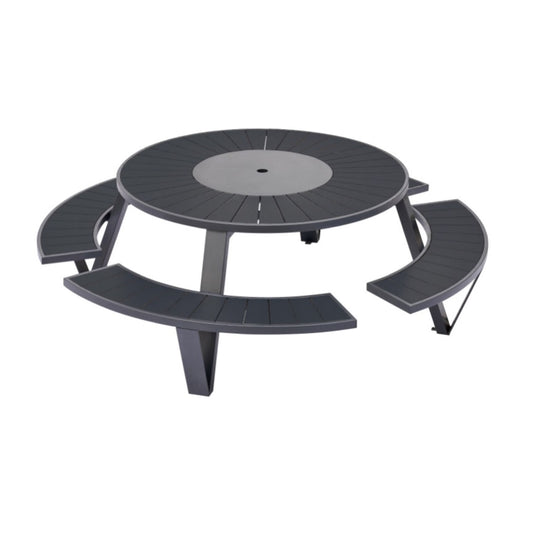 Cluster Heavy-Duty Picnic Table, Black/Grey