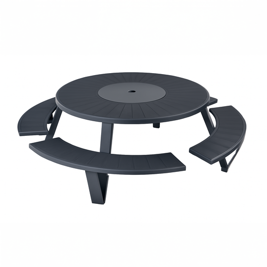 Cluster Heavy-Duty Picnic Table -  Round 60" Steel, Gray