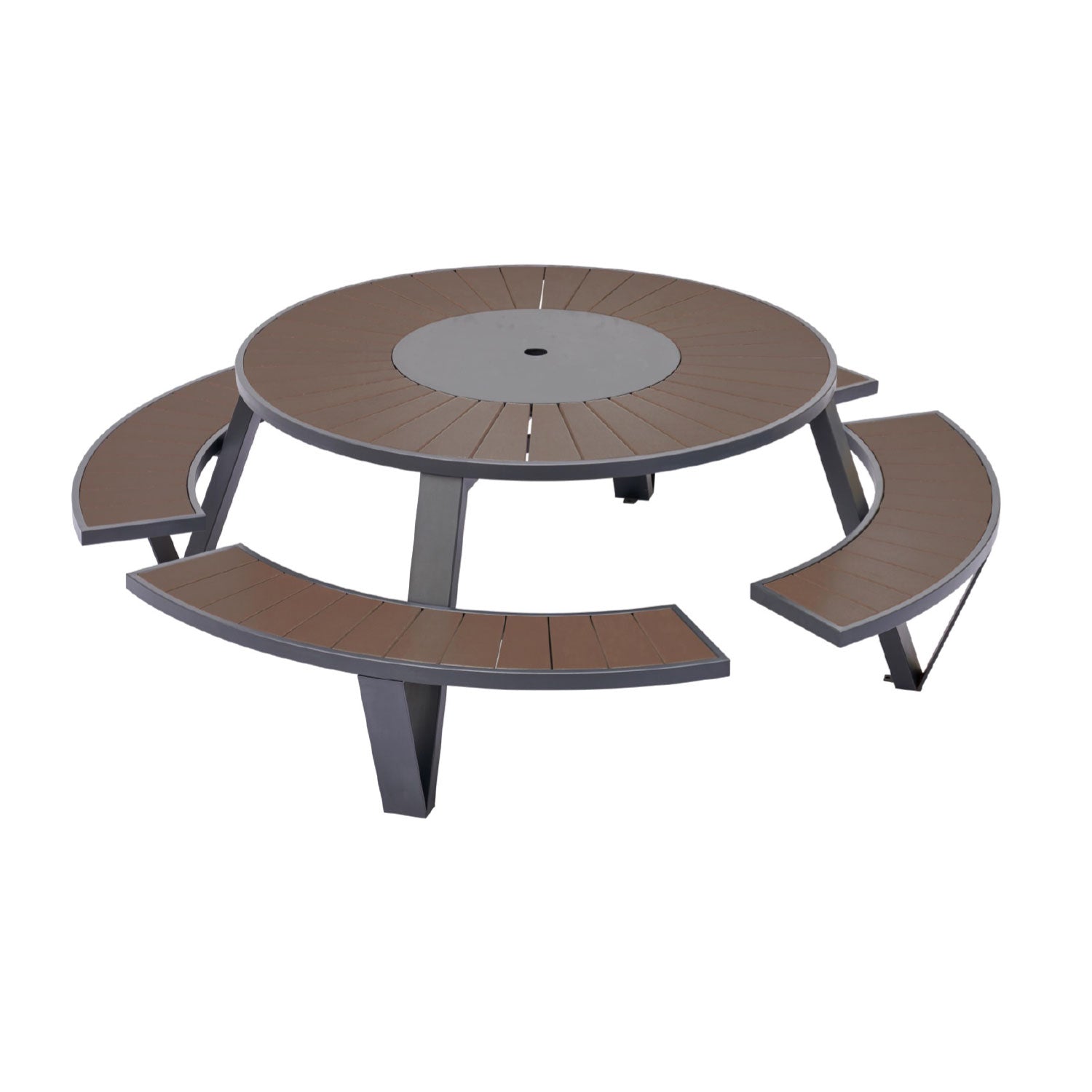 Cluster Heavy-Duty Picnic Table, Black/Teak