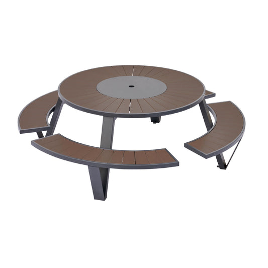Cluster Heavy-Duty Picnic Table, Black/Teak
