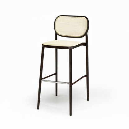 Dublin Bistro Cane Bar Chair - Aluminum, Walnut (Set of 4)