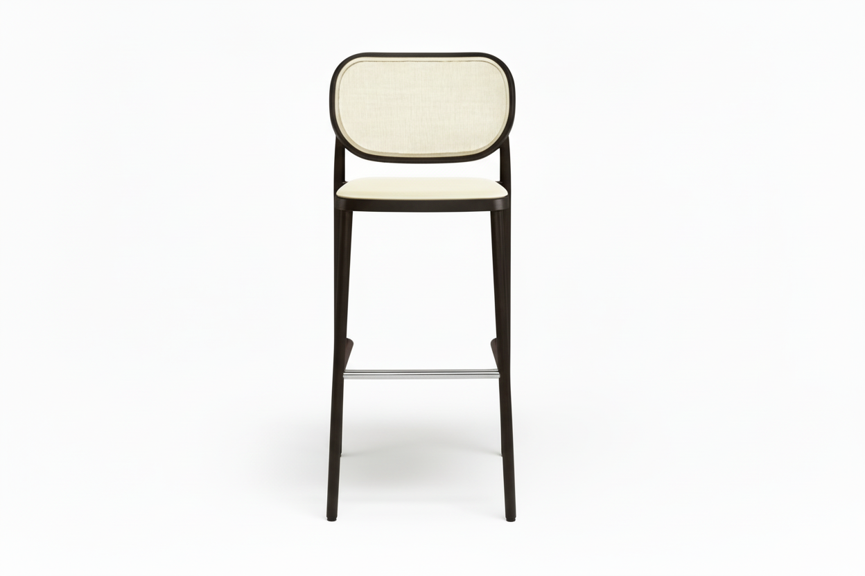 Dublin Bistro Cane Bar Chair - Aluminum, Walnut (Set of 4)