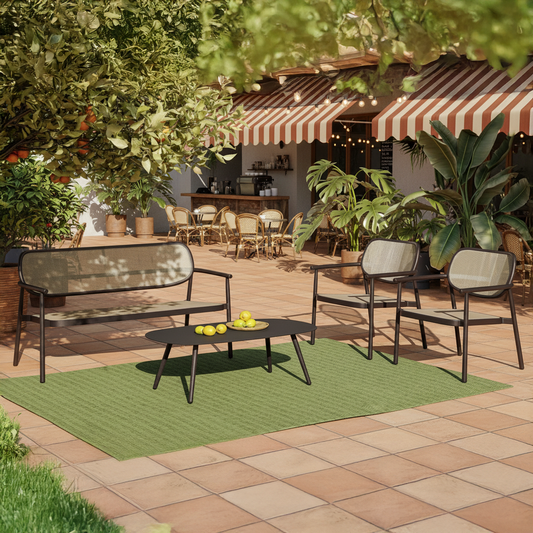 Dublin Coffee Lounge Set – Coffee Table + 4 Chairs, Walnut