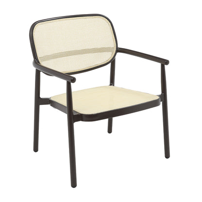 Dublin Bistro Cane Lounge Chair - Aluminum, Walnut (Set of 2)