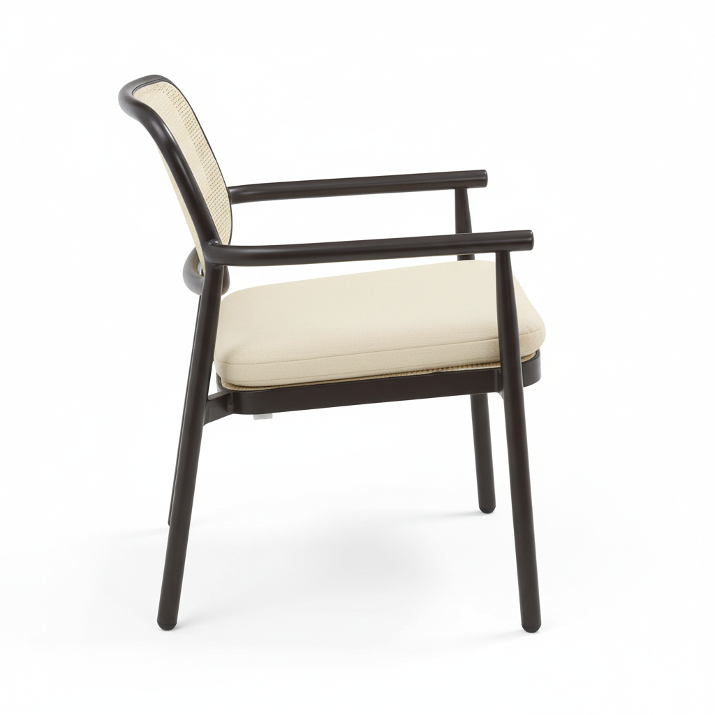 Dublin Bistro Cane Lounge Chair - Aluminum, Walnut (Set of 2)