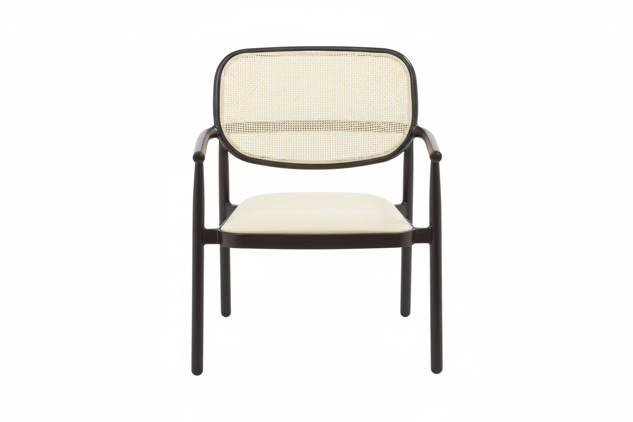 Dublin Bistro Cane Lounge Chair - Aluminum, Walnut (Set of 2)