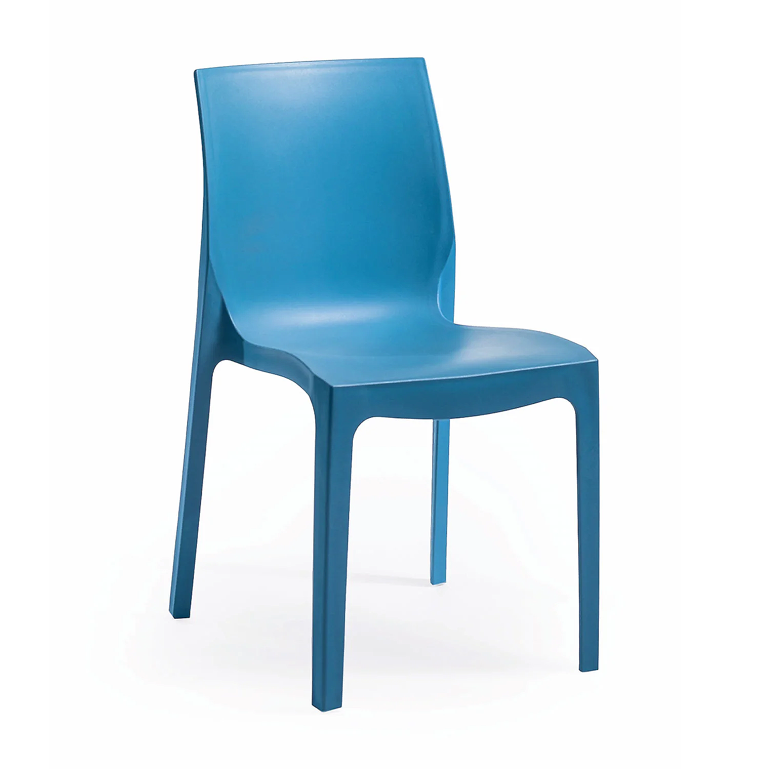 Emma Modern Outdoor Café Chair - Stackable, Blue (Set of 4)