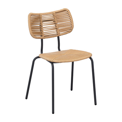 Fujian Hand-Woven Wicker Chair, Honey/Black (Set of 4)