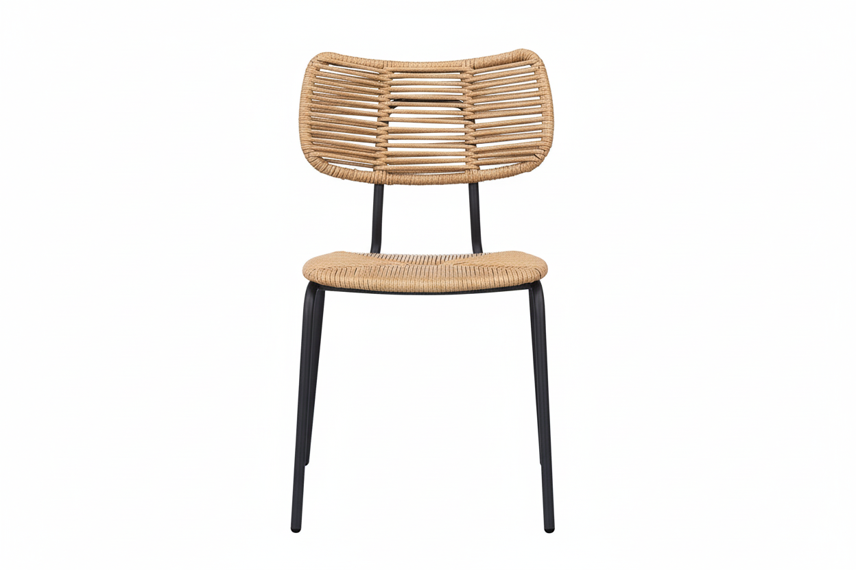 Fujian Hand-Woven Wicker Chair, Honey/Black (Set of 4)