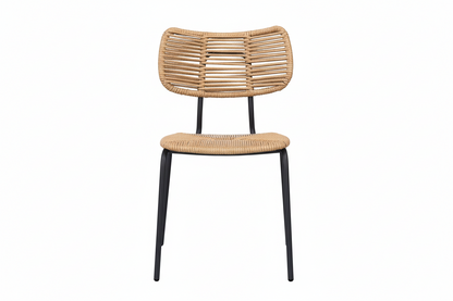 Fujian Hand-Woven Wicker Chair, Honey/Black (Set of 4)