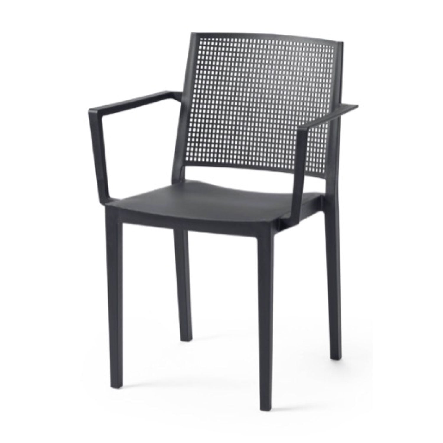 Grid Modern Outdoor Arm Chair, Black (Set of 4)