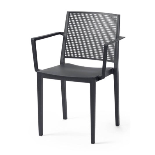 Grid Modern Outdoor Arm Chair, Black (Set of 4)