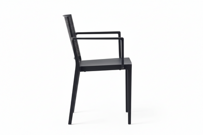 Grid Modern Outdoor Arm Chair, Black (Set of 4)