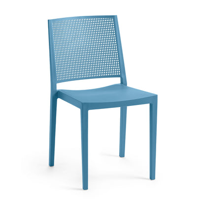 Grid Modern Outdoor Side Chair, Blue (Set of 4)