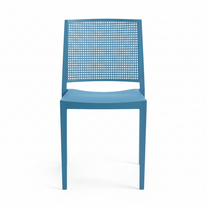 Grid Modern Outdoor Side Chair, Blue (Set of 4)