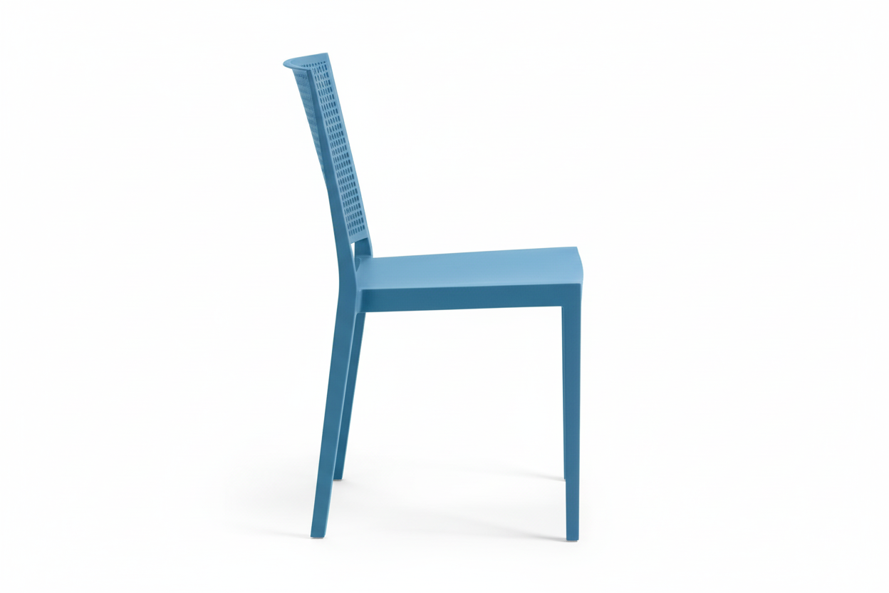 Grid Modern Outdoor Side Chair, Blue (Set of 4)