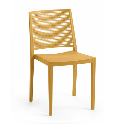 Grid Modern Outdoor Side Chair, Mustard (Set of 4)