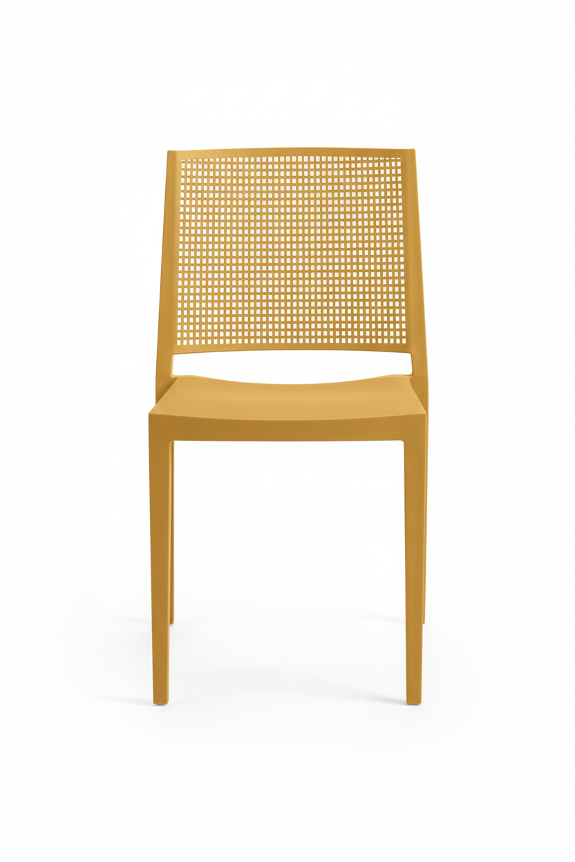 Grid Modern Outdoor Side Chair, Mustard (Set of 4)