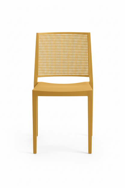 Grid Modern Outdoor Side Chair, Mustard (Set of 4)