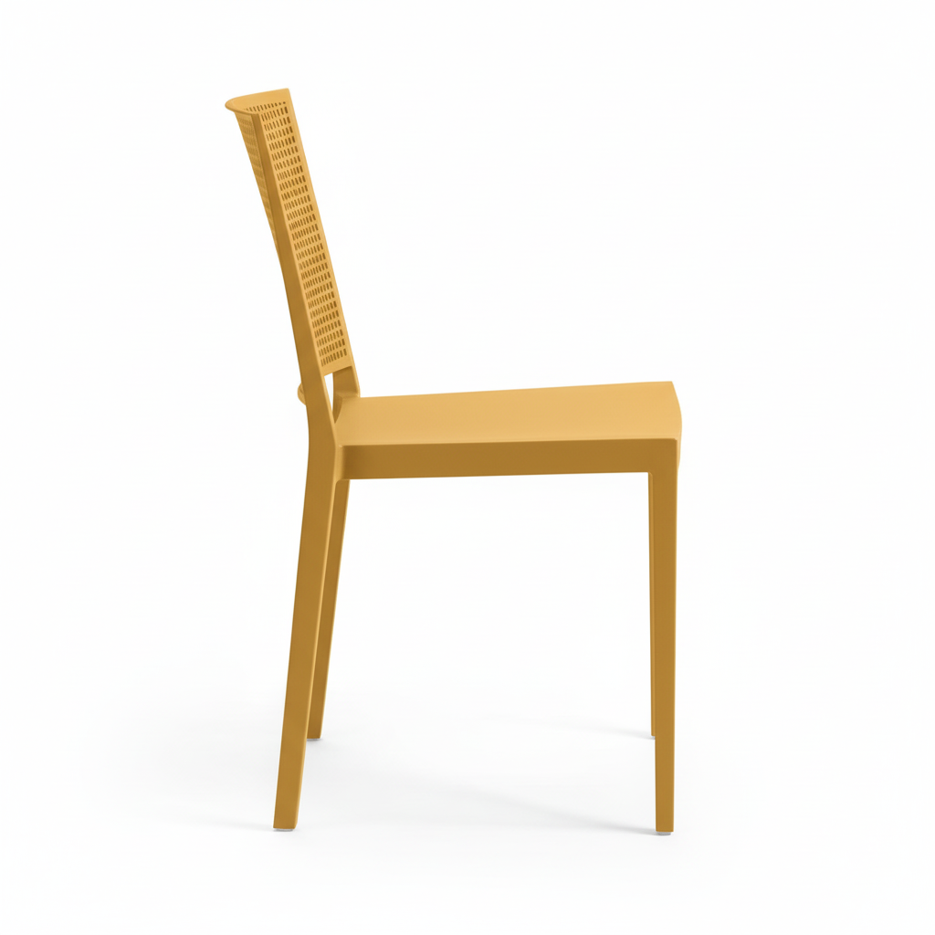 Grid Modern Outdoor Side Chair, Mustard (Set of 4)